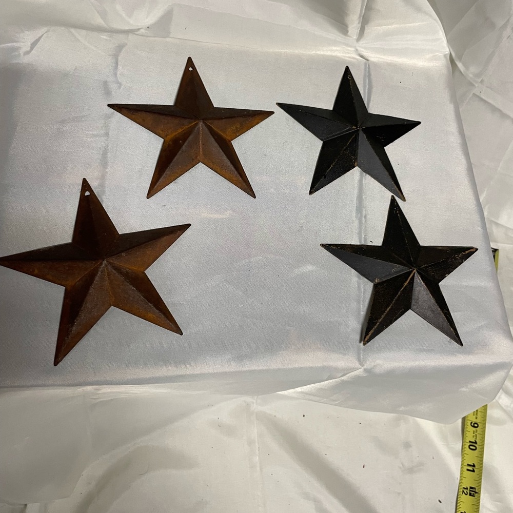 Rustic Metal Barn Stars - Set of 4